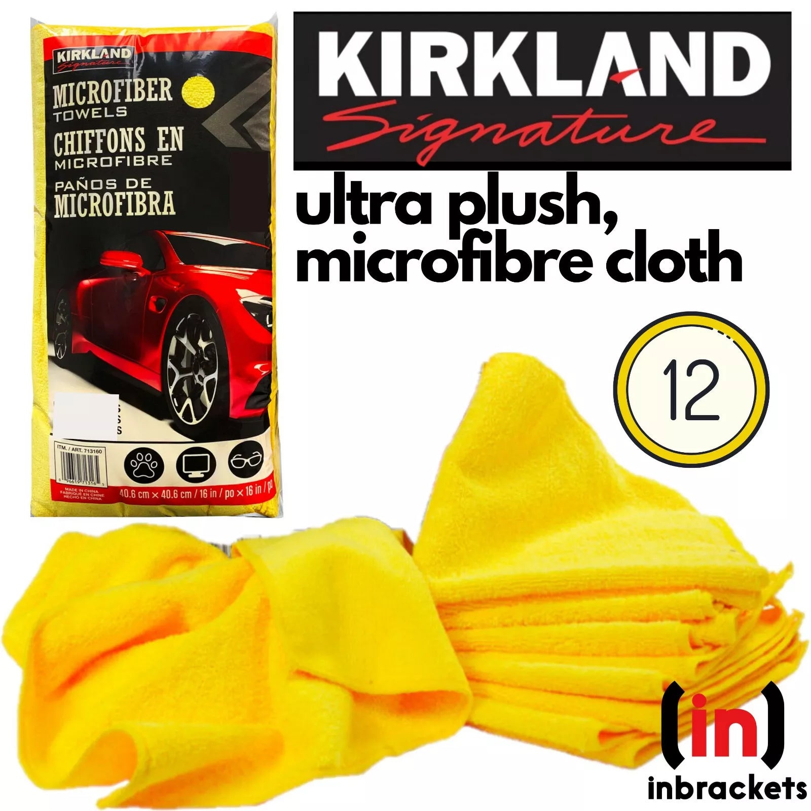 Kirkland Signature 40cm Ultra Plush Car Microfibre Towels Soft Cloth C Inbrackets