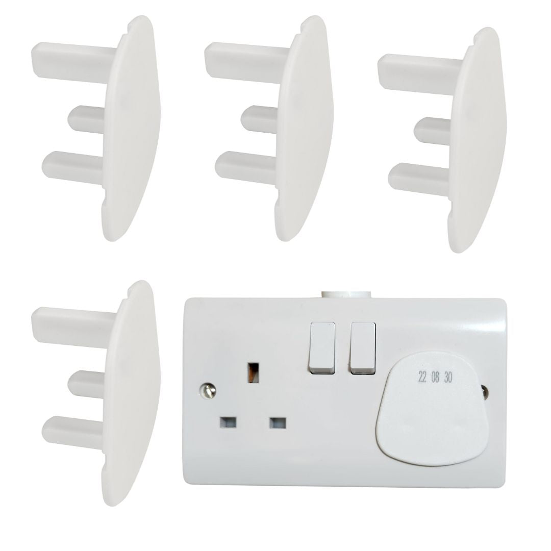 Safety Blanking Plugs for Unused 13A Sockets, 5 Pack - Childproof Electrical Outlet Covers