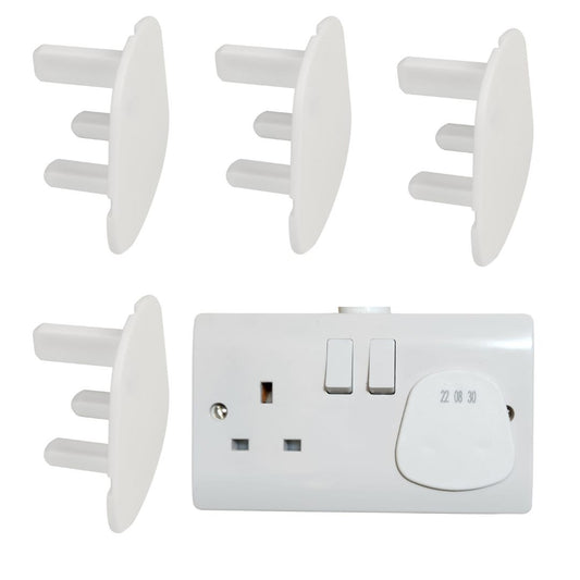 Safety Blanking Plugs for Unused 13A Sockets, 5 Pack - Childproof Electrical Outlet Covers