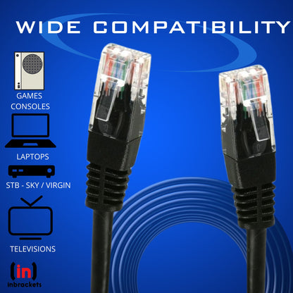 Cat 6 Ethernet Cable RJ45 High Speed Patch Lead Gigabit Network 2 m Black