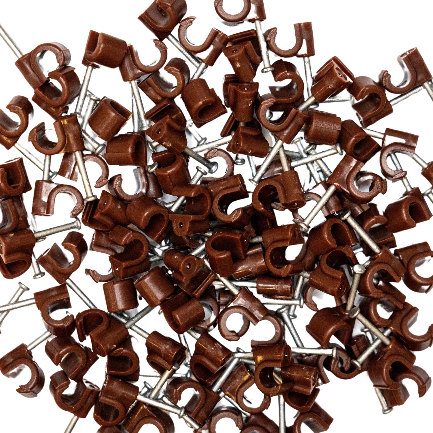 Round Cable Clips 6mm-7mm Premium Brown Coax Clips Cleats for RG6 RG7 CT100 WF100 Cables