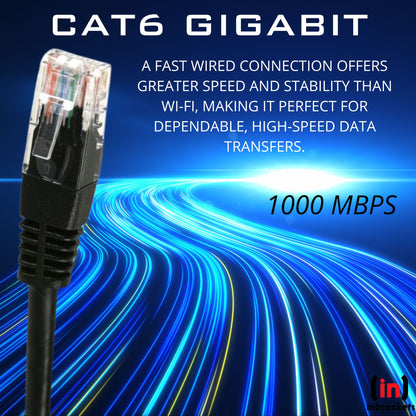 Cat 6 Ethernet Cable RJ45 High Speed Patch Lead Gigabit Network 3m Black