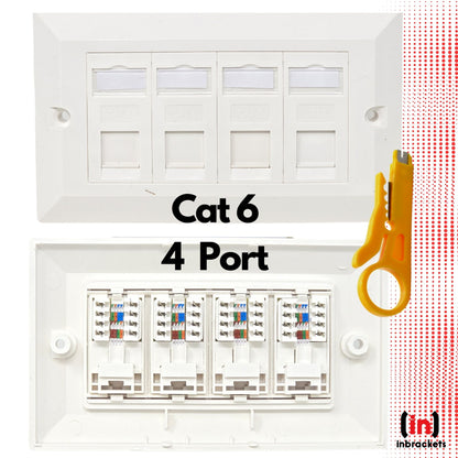 Cat6 RJ45 Face Plate Network Ethernet data Wall socket FacePlate 1 2 4 Port with IDC tool