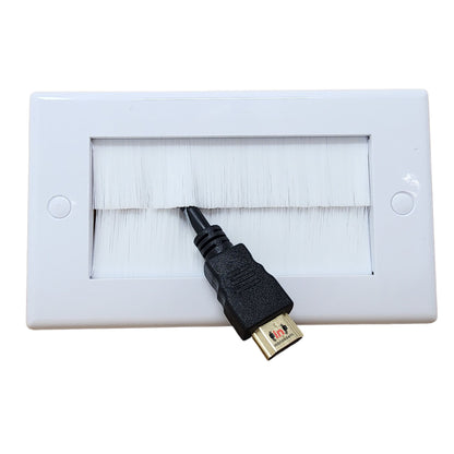 Versatile Brush Faceplate Cable Exit/Entry Wall Cover - Choose Single or Double Gang, Black or White