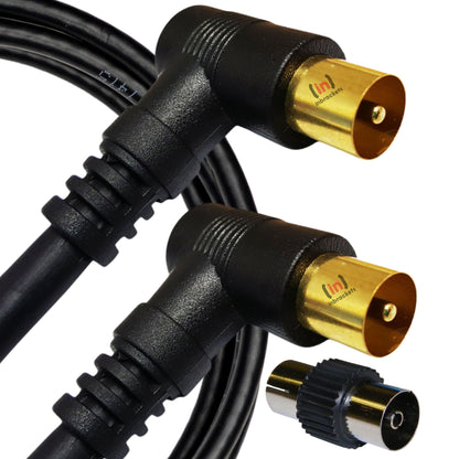 High-Quality 2m Black TV Aerial Cable with Gold Plated Connectors