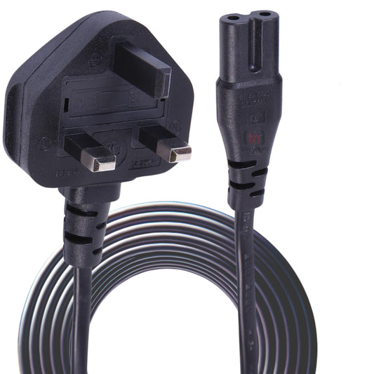 3m UK Plug to Figure 8 C7 Power Cable PS4 PS5 TV Xbox Series X