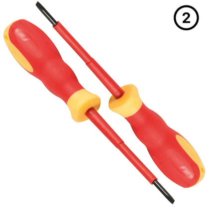 Screwdriver VDE Electrical Slotted Flat Insulated Terminal Driver 3mm x 75mm Pack of 2