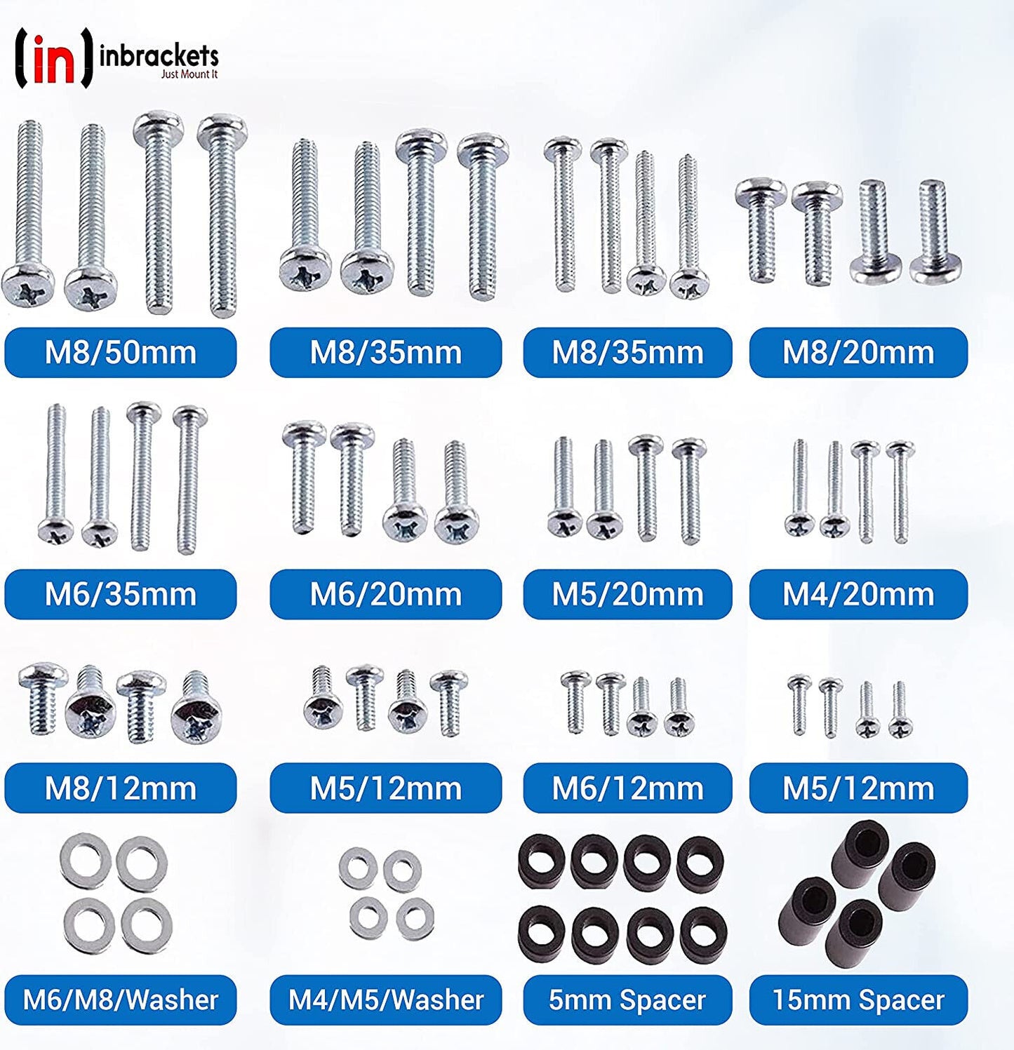 Vesa Bolt M4 M6 M8 Screw Spacers fixing Kit for TV Wall Bracket Mount Universal